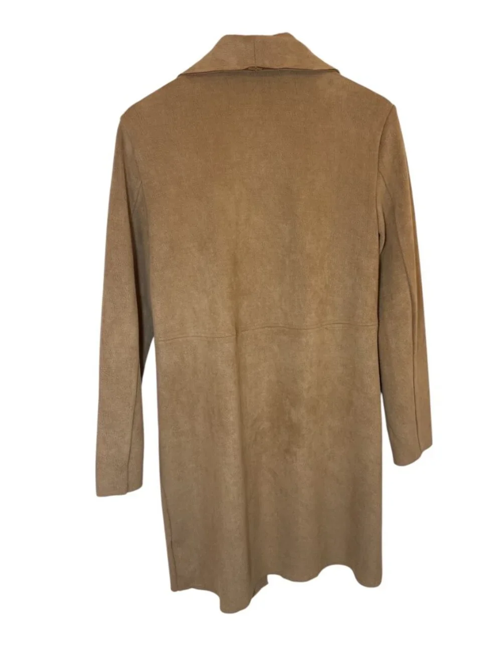 Premise Studio Sz M Tan Faux Suede Long Sleeve‎ Pockets Trench Coat Equestrian